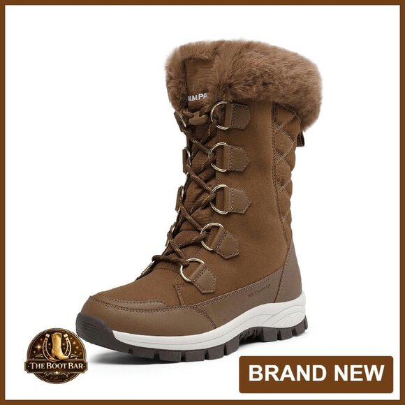 Shoes - Women's Waterproof Winter Snow Boots Faux Fur Insulated Non-Slip Mid Calf